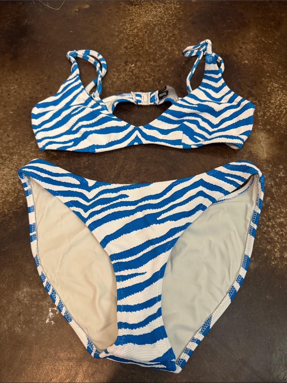 Blue and White Zebra Print 2 Piece Swim Set